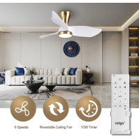 reiga 91 CM Flush Mount Moderní DC nízký stropní ventilátor se stmívatelnou světelnou soupravou s dálkovým ovládáním pro obývací