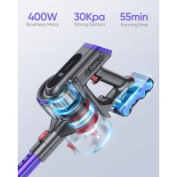 Akumulátorový vysavač BuTure JR400, Akumulátorový vysavač 38000Pa/450W, až 55 MIN, Akumulátorový vysavač s dotykovým displejem,