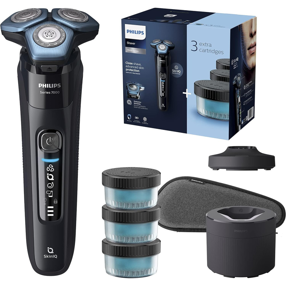 Philips Shaver Series 7000 - Elektrický holicí strojek pro muže pro mokré a suché holení s výklopným zastřihovačem, čisticí stan