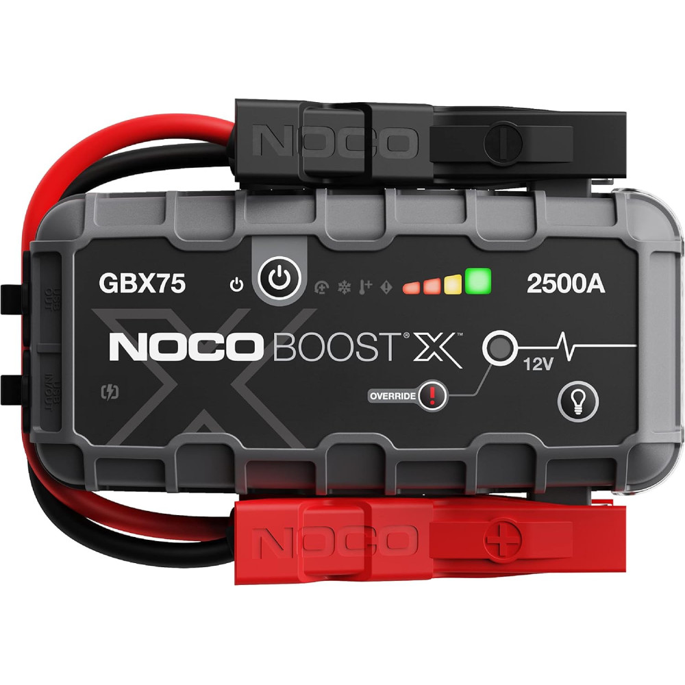 NOCO Boost X GBX75 2500A 12V UltraSafe přenosný lithiový startér, posilovač autobaterie, USB-C powerbanka, nabíječka a propojova