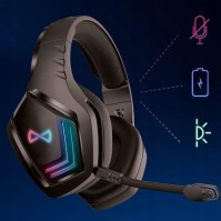 FOREVER Bluetooth 5.0 herní sluchátka pro hráče počítačových her s RGB podsvícením, mikrofonem, 12 hodin ovládání zvuku přes slu