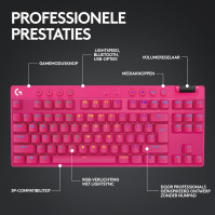 Bezdrátová herní klávesnice Logitech G PRO X TKL Lightspeed - FRA - hmatová, růžová