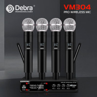 D Debra Audio VM304 VHF 4-kanálový bezdrátový mikrofonní systém s ručním mikrofonem s rozhraním XLR pro domácí karaoke, svatební