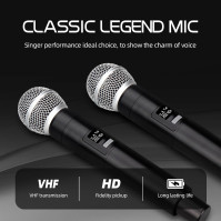 D Debra Audio VM304 VHF 4-kanálový bezdrátový mikrofonní systém s ručním mikrofonem s rozhraním XLR pro domácí karaoke, svatební