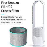 Bezrotorový ventilátor Pro Breeze s čističkou vzduchu - Tichý věžový ventilátor s 9 stupni ventilace, 5 provozními režimy, 80° o