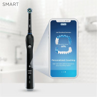 Nabíjecí elektrický zubní kartáček Oral-B Smart 4 - 4000N Black Connected s Bluetooth, 2 náhradní hlavice. 1 zubní kartáček