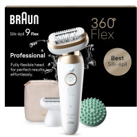 Braun Silk-épil 9 Flex, epilátor pro snadné odstraňování chloupků, 9-071 3D, bílý/zlatý