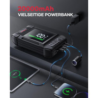 Startovací powerbanka do auta FLYLINKTECH se vzduchovým kompresorem, startovací powerbanka se špičkovým proudem 150 PSI 5000 A p