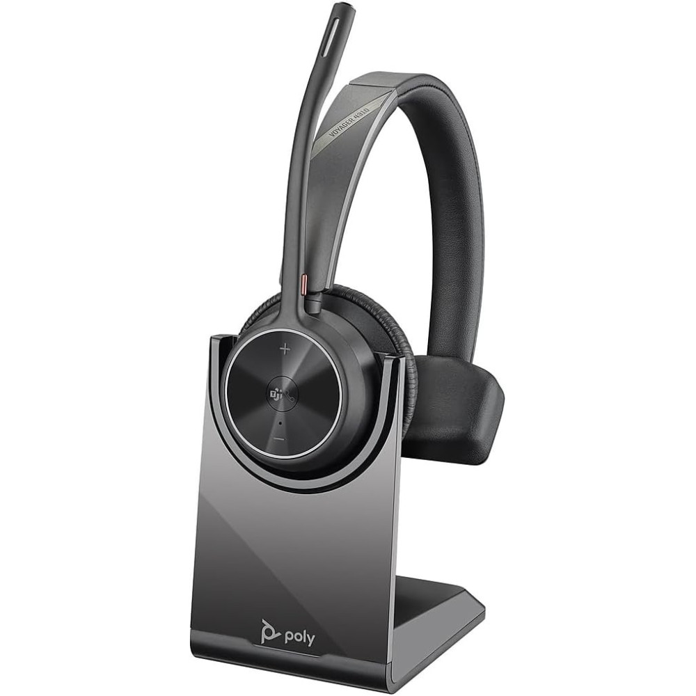 Poly - Bezdrátová náhlavní souprava Voyager 4310 UC + nabíjecí stojánek (Plantronics) - náhlavní souprava s jedním uchem - připo