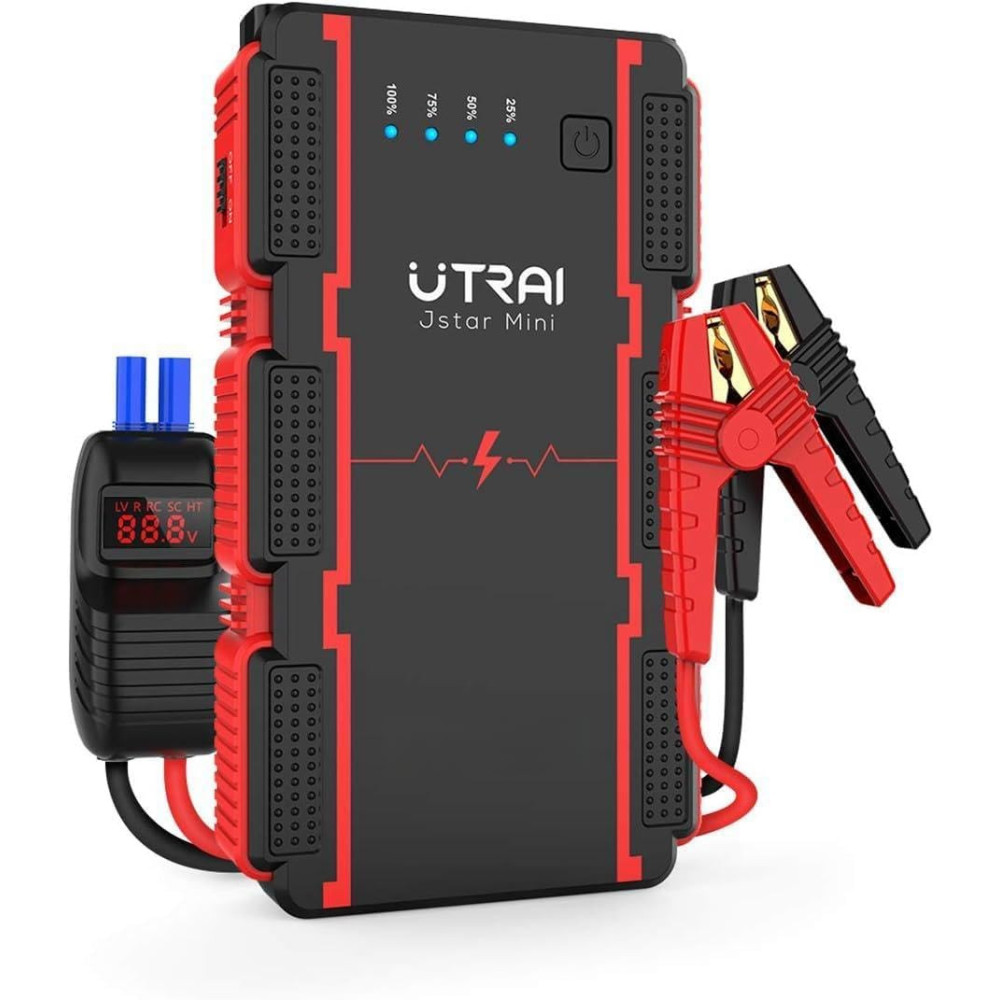 Nabíječka autobaterií UTRAI 2000A 13800mAh Jump Starter s inteligentní detekční LED lampou EC5 s LCD displejem (7,5L benzín a 5,