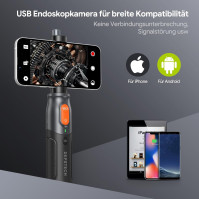 Endoskopická kamera se třemi objektivy a světlem, DEPSTECH 2MP HD endoskop pro iPhone iOS&Android, inspekční kamera, potrubní ka