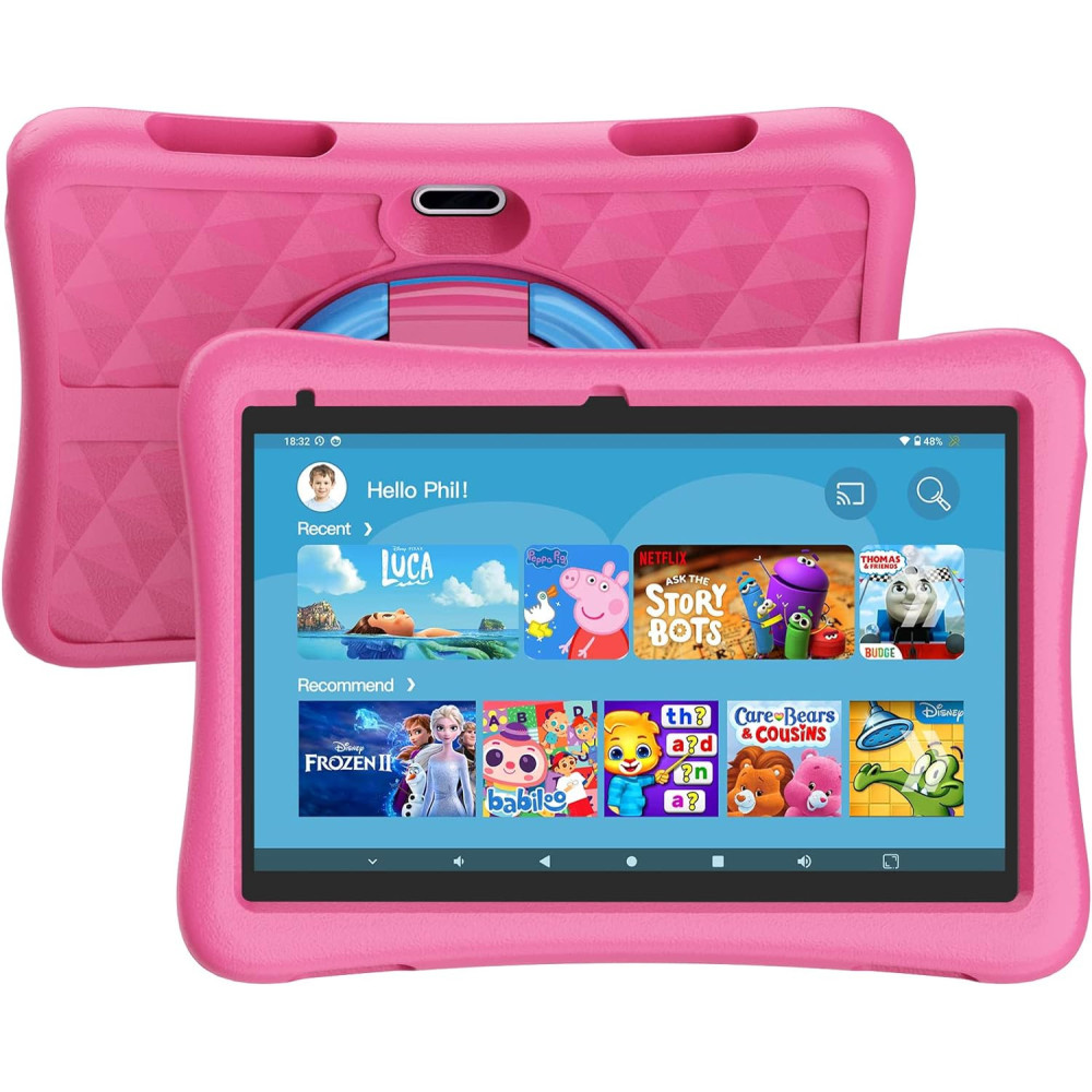 KYASTER Dětský tablet, 10" HD 5G WiFi6 Android 12 Tablet pro děti, čtyřjádrový 1,8Ghz, 2GB +32GB, 7000mAh baterie, rodičovská ko