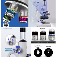 Mikroskop pro studenty a dospělé, zvětšení 200-4000x, výkonný biologický výukový mikroskop (2)