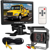 12V-24V 7" LCD obrazovka HD monitoru + autobusové přívěsy 18LEDs IR noční vidění Vodotěsná zadní kamera s 10M video kabelem