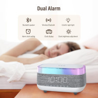 Uennm Bluetooth Clock Radio, digitální budík s multifunkční bezdrátovou nabíječkou Qi Bluetooth 5.0 reproduktor s USB nabíjecím