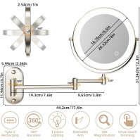 jutyum kosmetické zrcadlo nástěnné kosmetické zrcadlo s 1X/10X zvětšením LED osvětlení zrcadlo nástěnné make-up zrcadlo s osvětl