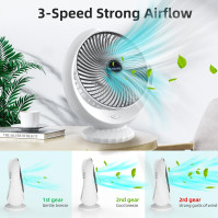 Ventilátor HATMIG USB, silný větrný mini ventilátor, dobíjecí stolní ventilátor, tichý, 3 rychlosti, otočný ventilátor, malý na