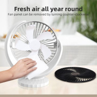 Ventilátor HATMIG USB, silný větrný mini ventilátor, dobíjecí stolní ventilátor, tichý, 3 rychlosti, otočný ventilátor, malý na