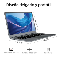 Morostron Laptop 15,6 Zoll Windows 11 Notebook, 4GB DDR3 192GB SSD, Celeron N3450, Full HD IPS displej 1920x1080, dvoupásmová Wi