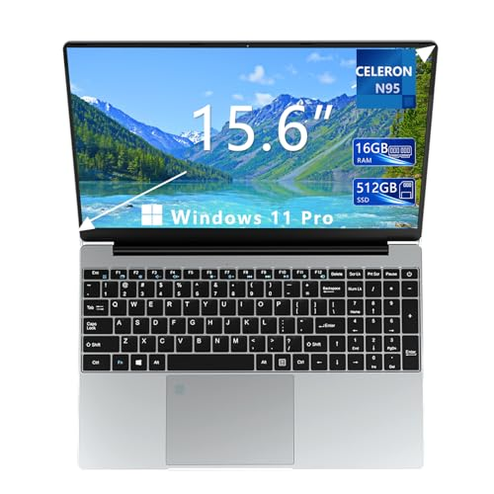 Notebook 15,6", 16GB RAM 512GB SSD Celeron N95 Windows 11 Pro 1920 * 1080 IPS Full HD Počítač, s 2 * USB 3.0 Mini HDMI Odemykání