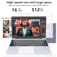 Notebook 15,6", 16GB RAM 512GB SSD Celeron N95 Windows 11 Pro 1920 * 1080 IPS Full HD Počítač, s 2 * USB 3.0 Mini HDMI Odemykání