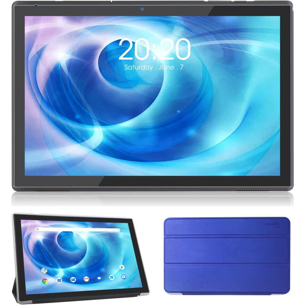 CWOWDEFU Tablet 10 palců s krytem, Tablet PC s Androidem, 3GB RAM 32GB ROM, 6000mAh, 5MP+8MP, 1,6 GHz čtyřjádrový procesor, Dual