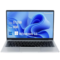 Auusda 14,1palcový notebook 8GB RAM, 512GB SSD, 3TB úložiště, Intel Celeron J4105 až 2,5 GHz, Windows 11 Pro, 5G WiFi, IPS 2K FH