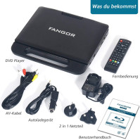 FANGOR 12palcový přenosný Blu-ray DVD přehrávač s 270° otočnou obrazovkou 1920 x 1080 Full HD domácí kino HDMI Dolby USB/SD