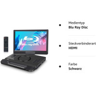 FANGOR 12palcový přenosný Blu-ray DVD přehrávač s 270° otočnou obrazovkou 1920 x 1080 Full HD domácí kino HDMI Dolby USB/SD