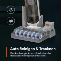 Ultenic AC1 Mokrosuchý vysavač, Bezdrátový vysavač 15 kPa se samočištěním, Dlouhá doba provozu 45 min, LED displej, Chytrý mycí