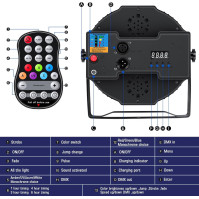 GdjRttk 4PCS LED Par Battery RGBWA + UV 6 v 1 LED, 12 LED dobíjecí jevištní světlo Par Spotlight se 7 režimy osvětlení, časový L