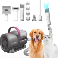 PETKIT Dog Grooming Vacuum Kit, 5 v 1 Profesionální stříhací strojky, kartáč a odčesávací nářadí pro psy a kočky s dlouhou a krá