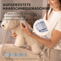 PETKIT Dog Grooming Vacuum Kit, 5 v 1 Profesionální stříhací strojky, kartáč a odčesávací nářadí pro psy a kočky s dlouhou a krá