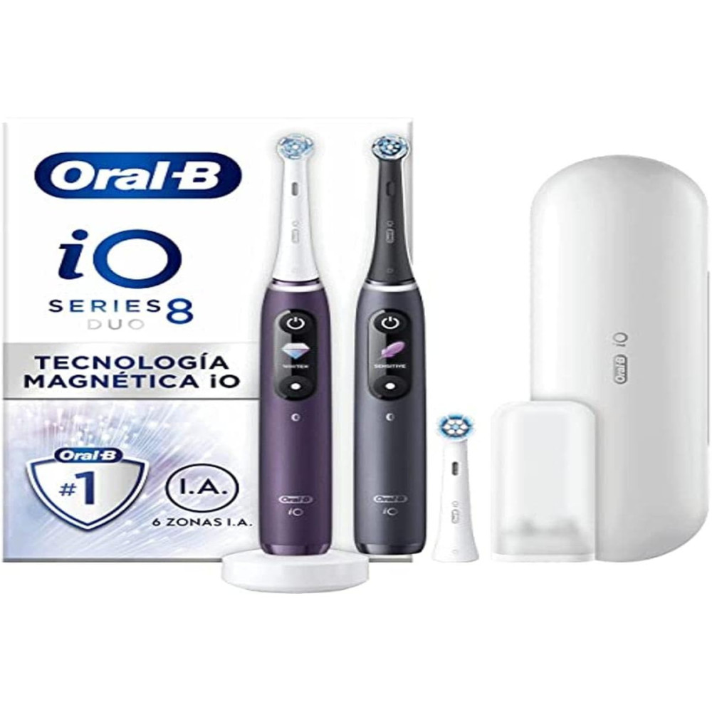 Oral-B iO 8 Elektrické zubní kartáčky sada 2 kusů fialové a černé s připojením Bluetooth