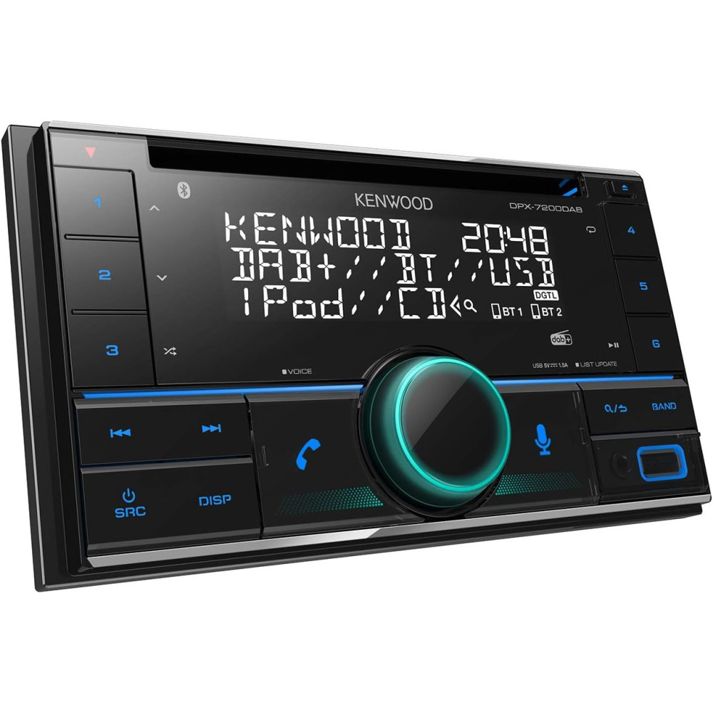 Autorádio Kenwood DPX-7200DAB 2-DIN CD s DAB+ a sadou Bluetooth Hands-Free (vestavěná Alexa, USB, AUX-In, výkonný tuner, ovládán