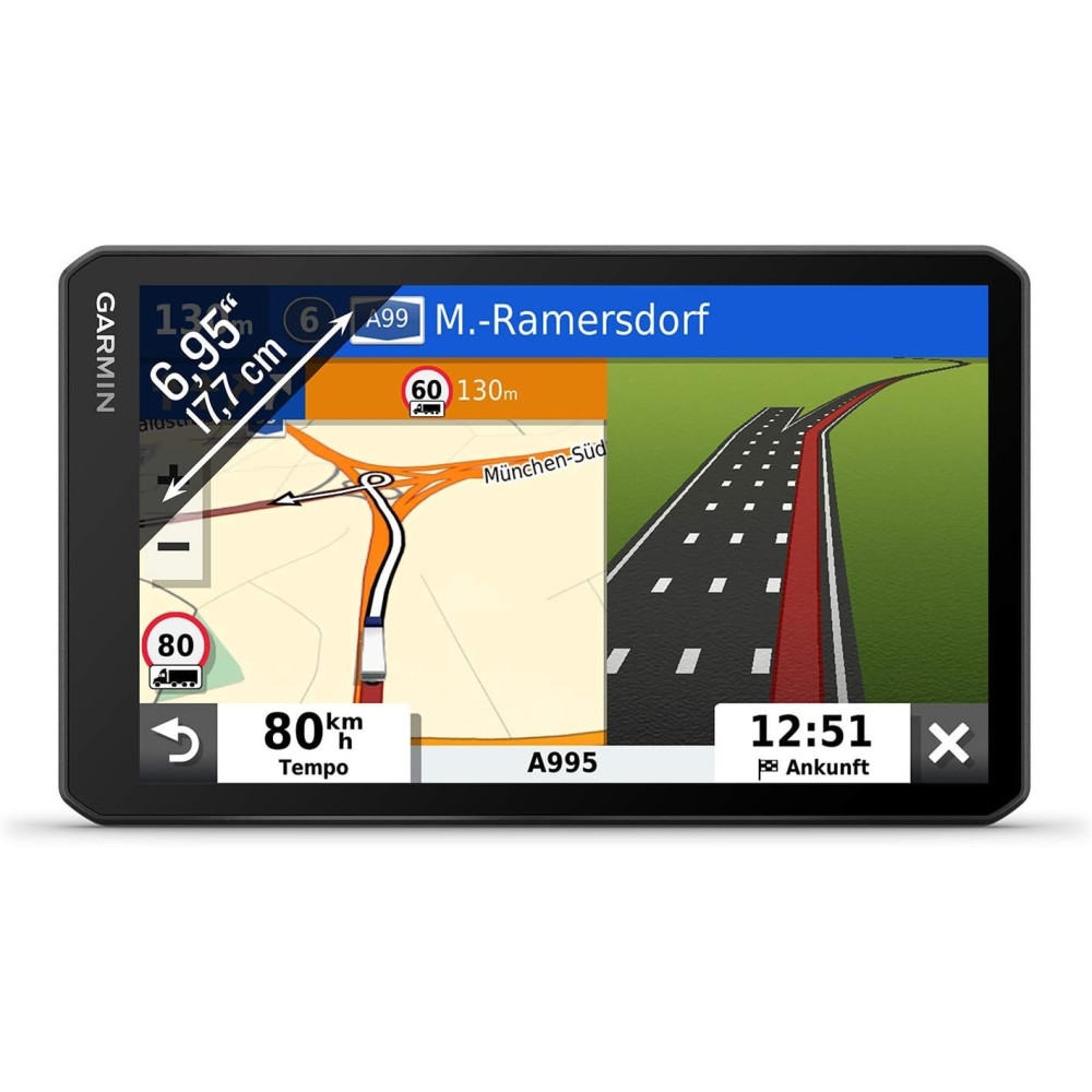 Garmin dēzl LGV700 MT-S - navigace pro nákladní vozidla s 6,95" (17,7 cm) dotykovým displejem a předinstalovanými 3D navigačními