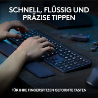 Logitech MX Keys S Combo: Výkonná bezdrátová klávesnice a myš s opěrkou pro ruce, přizpůsobitelné osvětlení, rychlé rolování, Bl