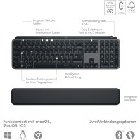 Logitech MX Keys S Combo: Výkonná bezdrátová klávesnice a myš s opěrkou pro ruce, přizpůsobitelné osvětlení, rychlé rolování, Bl