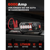 JF.EGWO F60 Jump Starter Powerbank, 6000A 32000mah 12V (všechny benzíny a až 13L nafty) Supersafe přenosný posilovač autobaterie