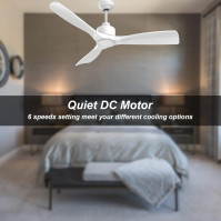 Stropní ventilátor OFANTOP s LED osvětlením, 52" stropní ventilátor se stejnosměrným motorem a lampou, moderní 3 lopatky, 6 rych