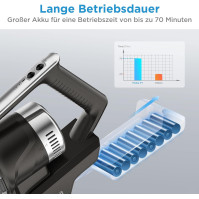 Akumulátorový tyčový vysavač Midea P7 Flex, flexibilní akumulátorový vysavač 2 v 1, doba provozu 70 minut, 5stupňový filtrační s